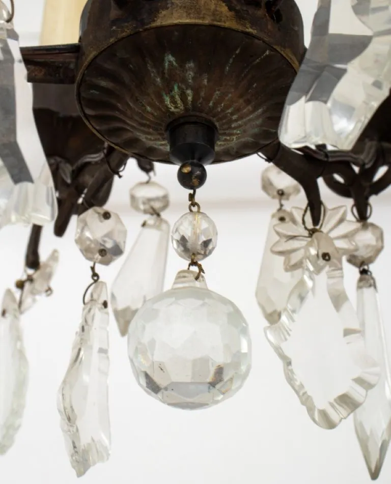 Cut Glass Six Arm Candlestick Style Chandelier