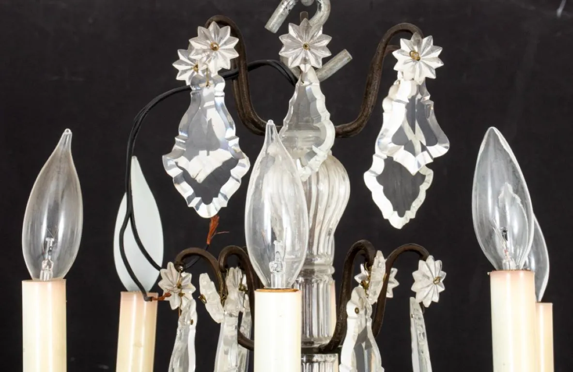 Cut Glass Six Arm Candlestick Style Chandelier