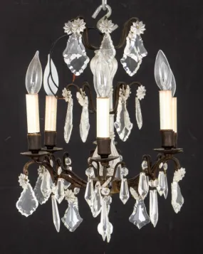 Cut Glass Six Arm Candlestick Style Chandelier