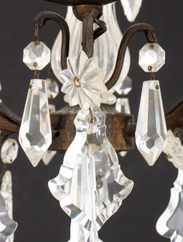 Cut Glass Six Arm Candlestick Style Chandelier