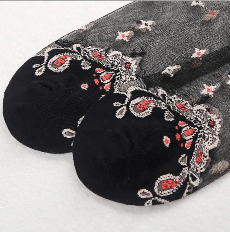 Cute embroidered transparent socks