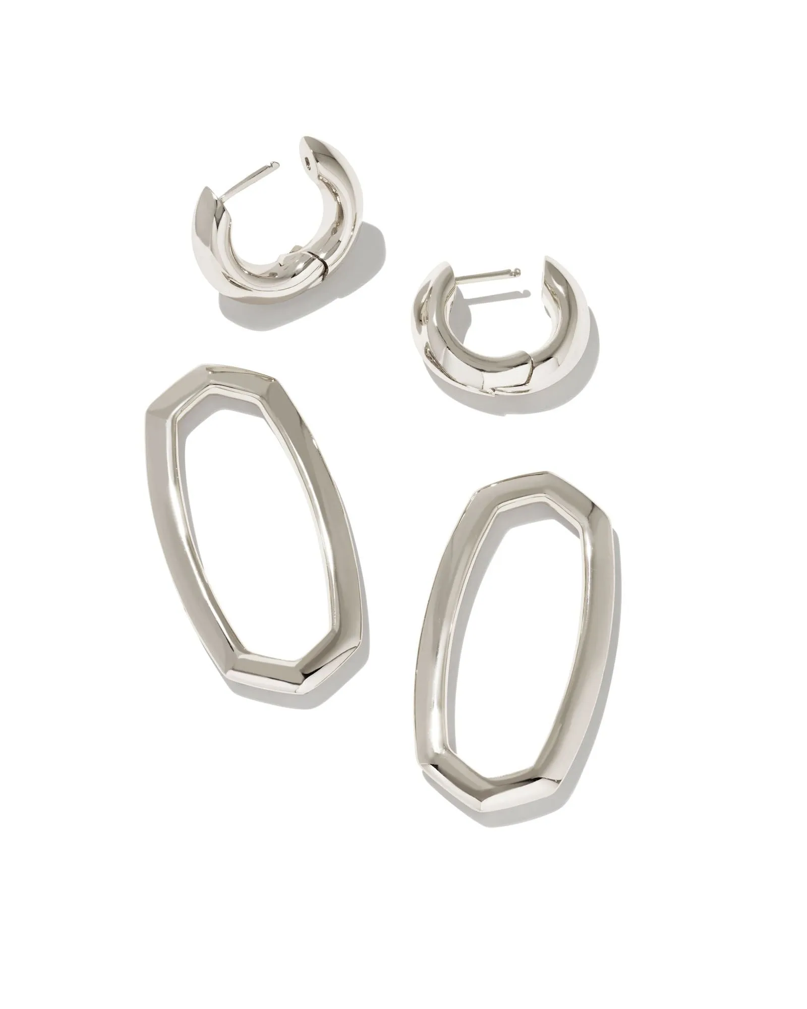 Danielle Link Earring in Rhodium White Crystal