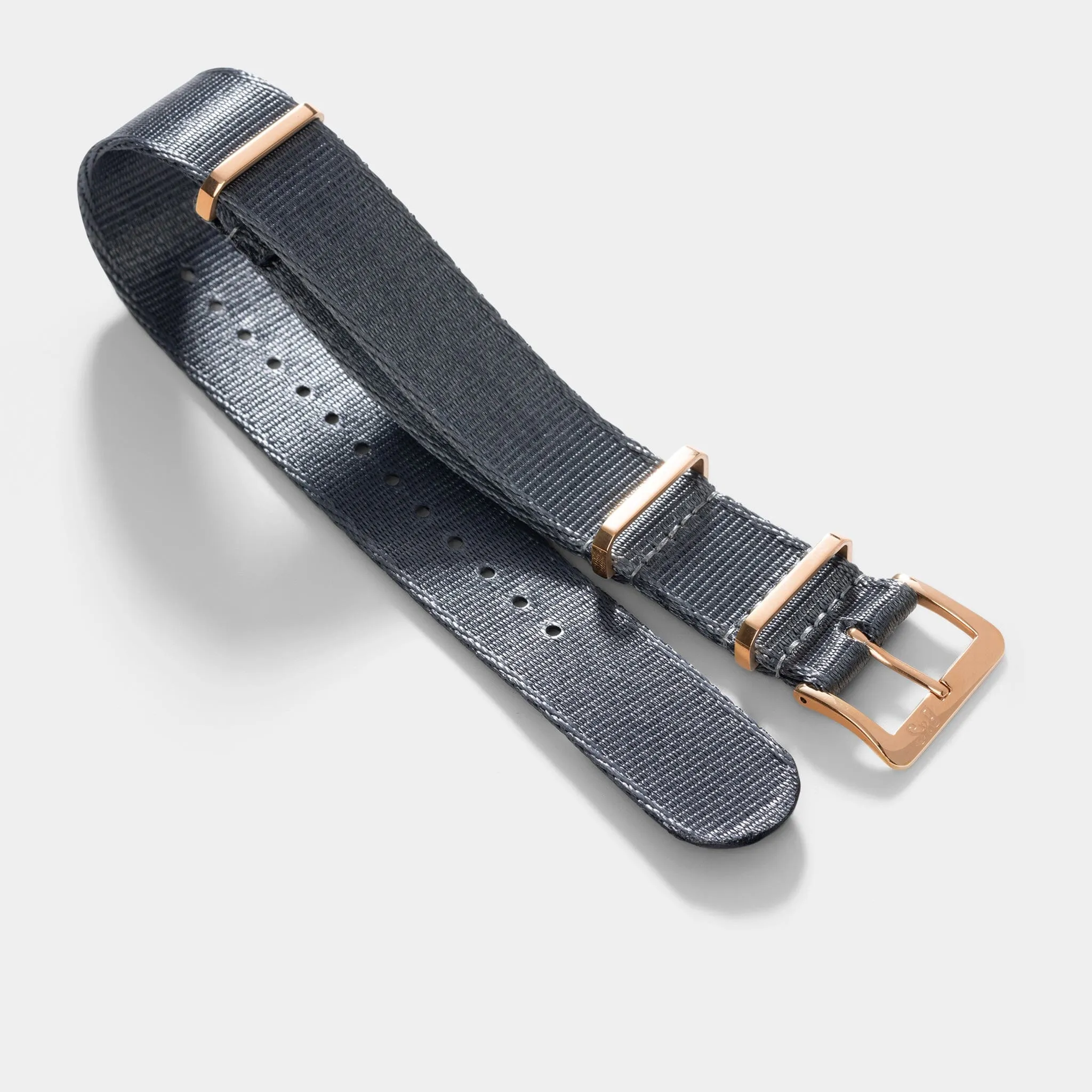 Deluxe Nylon Single Pass Watch Strap Pure Grey - Rose Gold