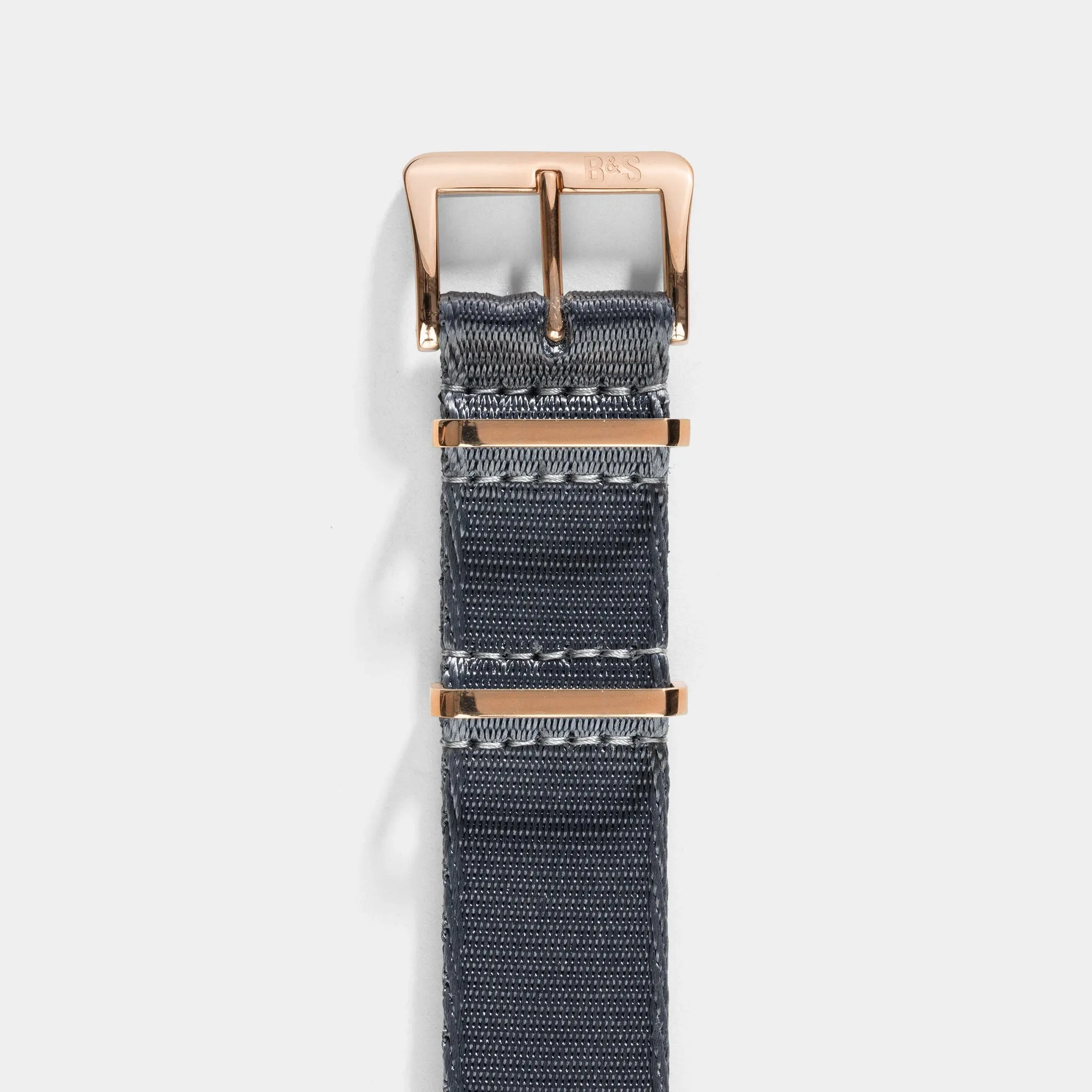 Deluxe Nylon Single Pass Watch Strap Pure Grey - Rose Gold