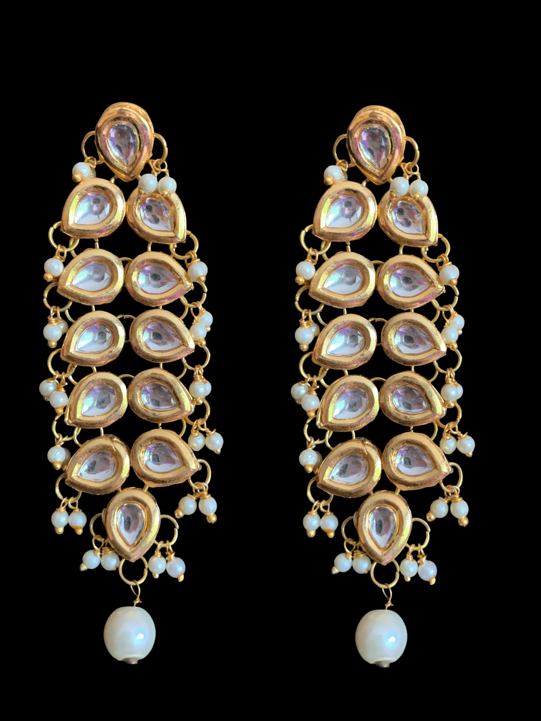 DER141  Saru  Kundan earrings (READY TO SHIP  )