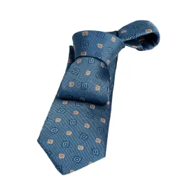 Derry Foulard Silk Tie, Light Blue / Orange