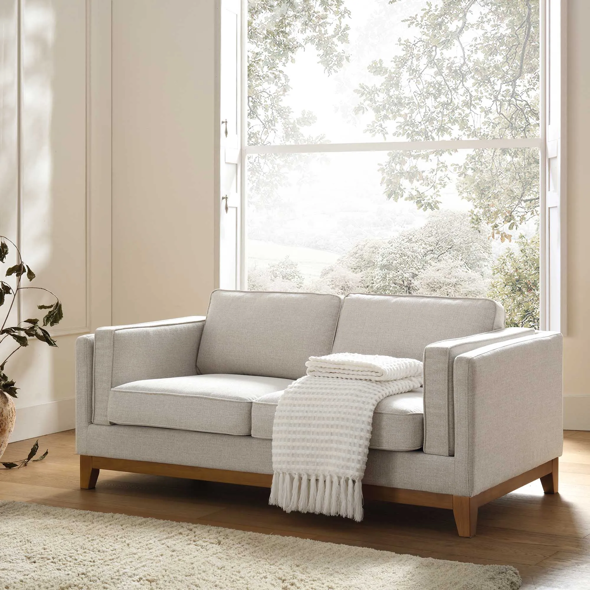 Dipley Oatmeal Fabric Sofa, 2-Seater