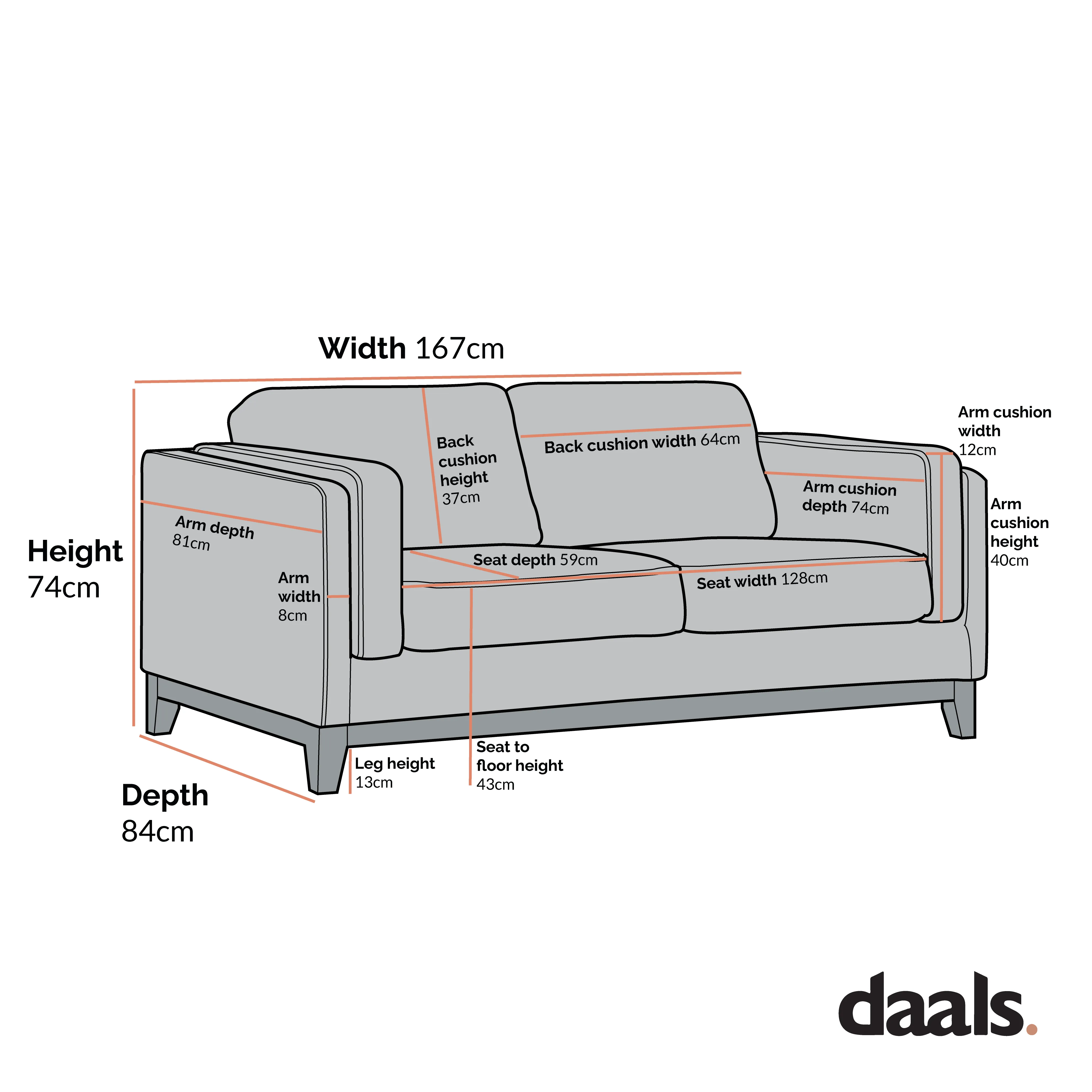 Dipley Oatmeal Fabric Sofa, 2-Seater