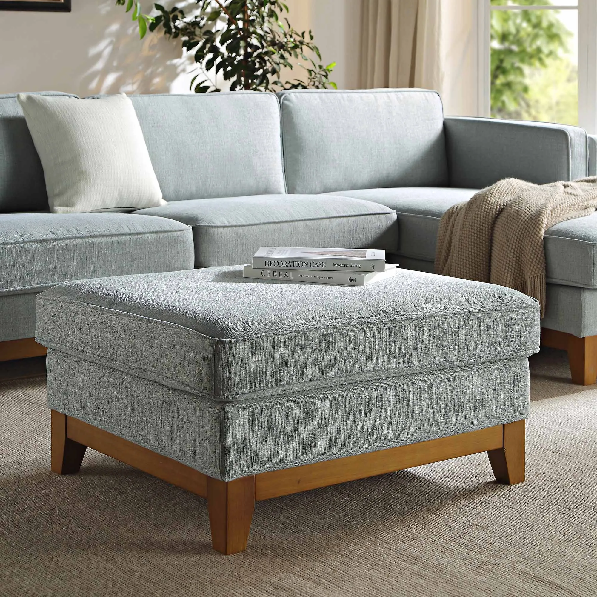 Dipley Sage Woven Fabric Storage Footstool