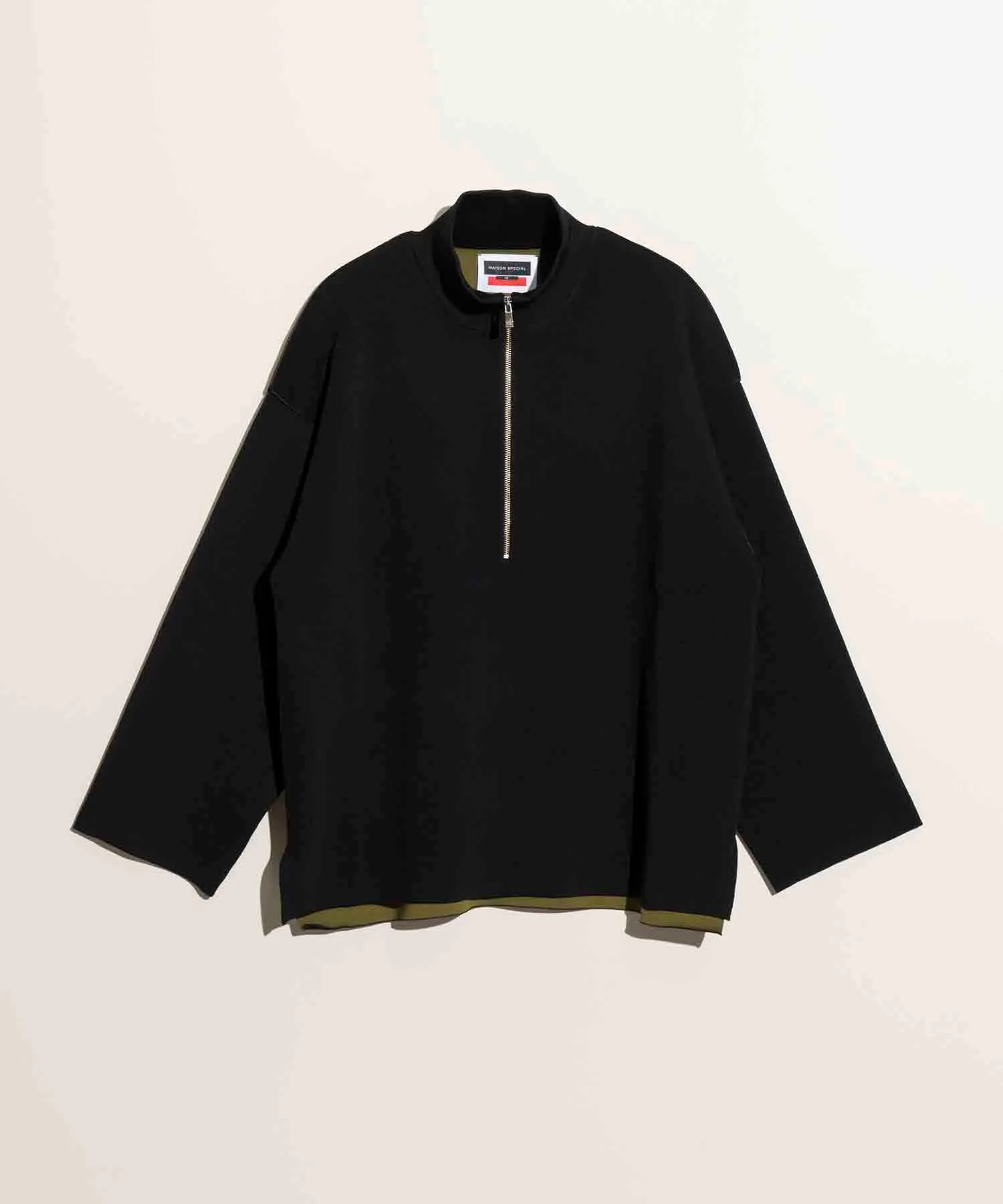 Double-Face Knit Prime-Over Half-Zip Pullover