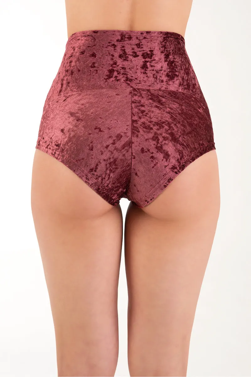 Dragonfly Betty High-Waisted Shorts - Velvet Amaranth