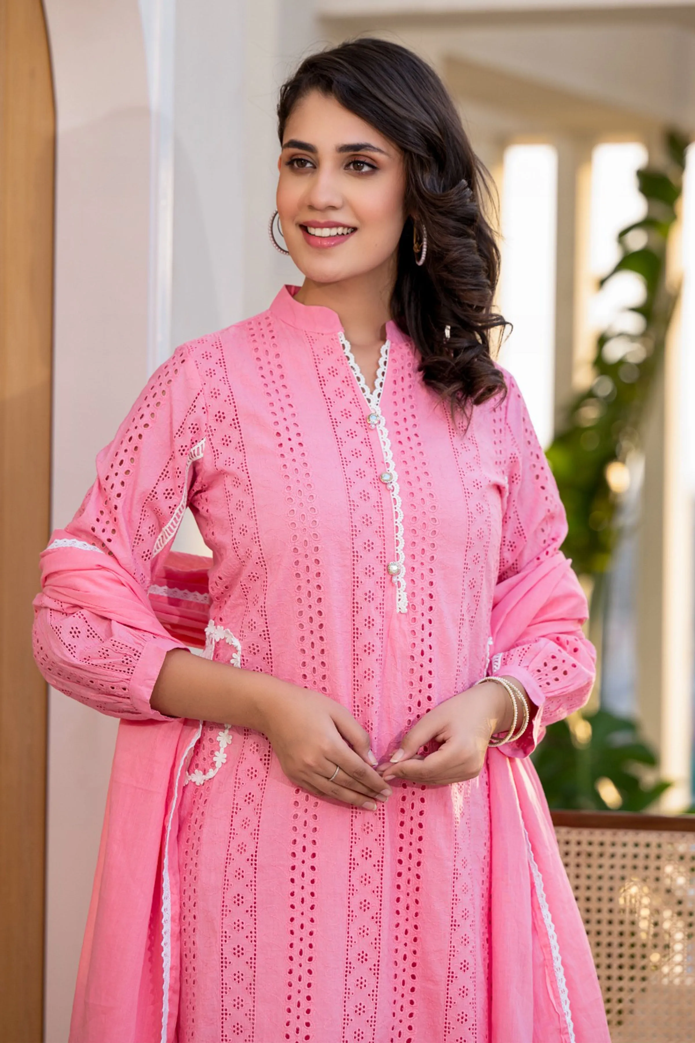 Dreamy Pink Schiffli Suit Set