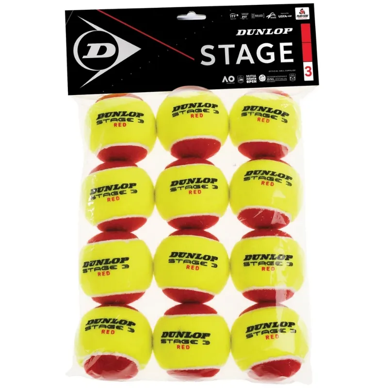 Dunlop Stage 3 Red Ball 12 Pack