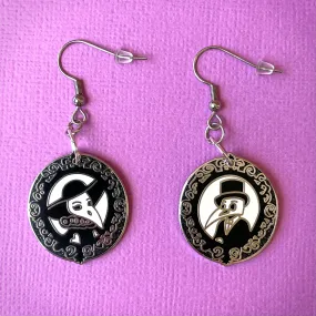 Elegant Plague Doctor Couple enamel earrings - Set of 2