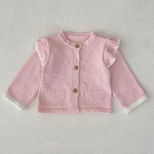 Embroidered Knit Cardigan and Romper Set for Girls - Various Styles, Sizes 3M-3Y