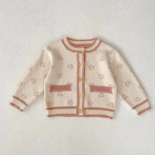 Embroidered Knit Cardigan and Romper Set for Girls - Various Styles, Sizes 3M-3Y