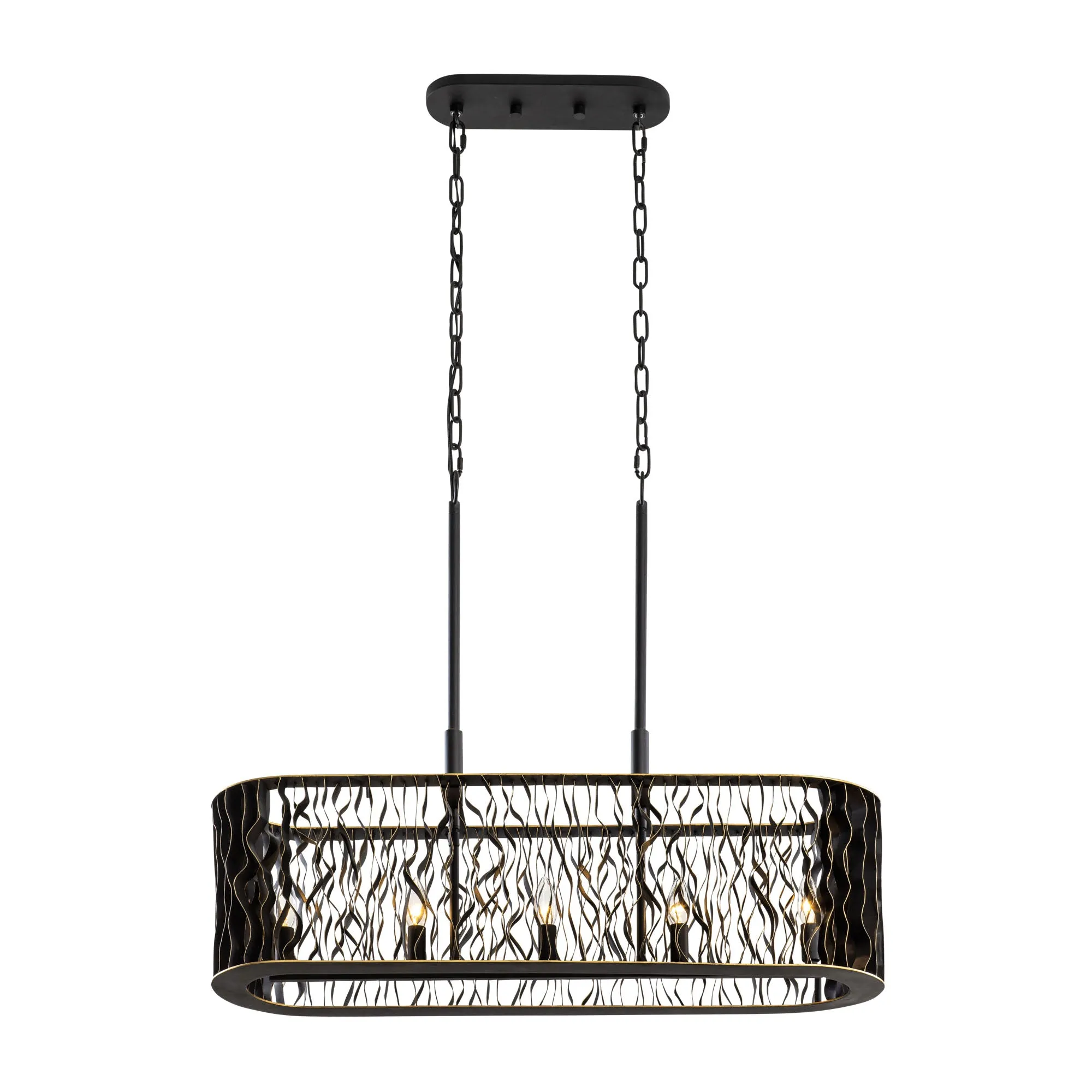 Estela 380N05MBFG 5-Light Kitchen Pendant Light - Matte Black/French Gold