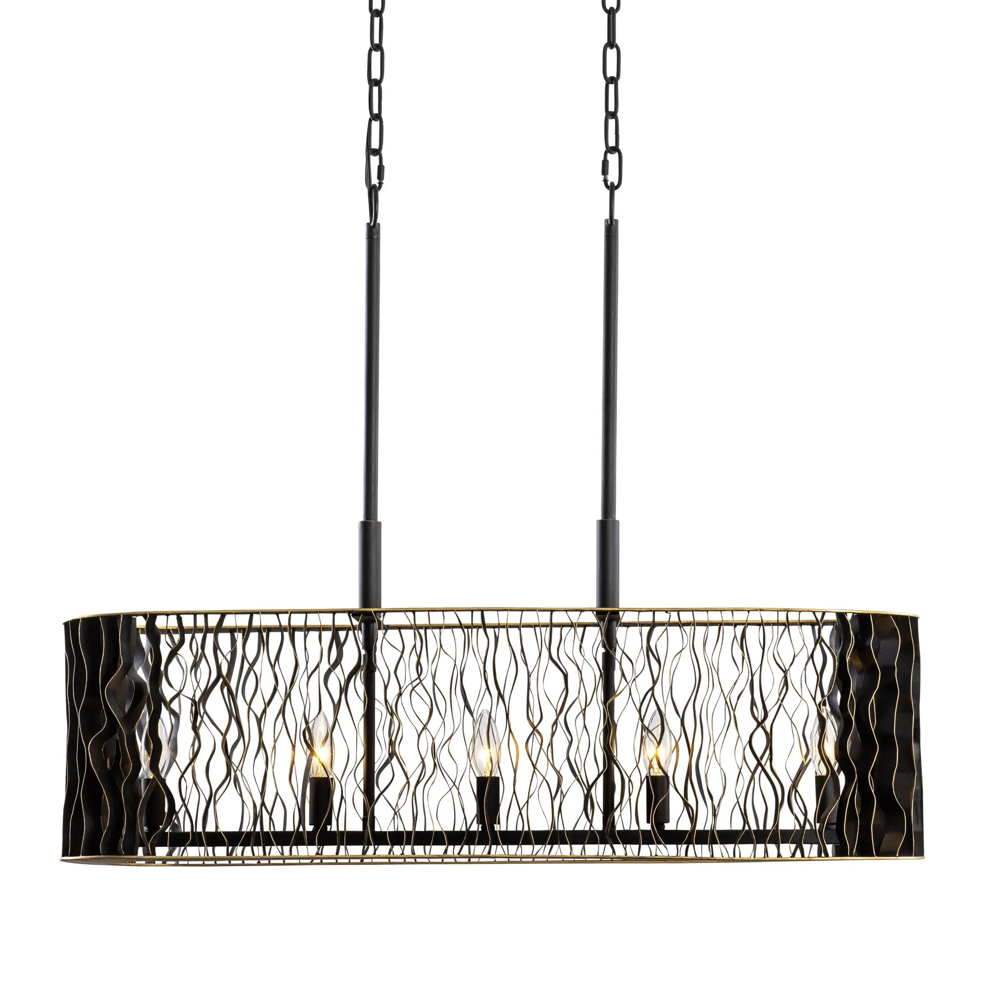 Estela 380N05MBFG 5-Light Kitchen Pendant Light - Matte Black/French Gold