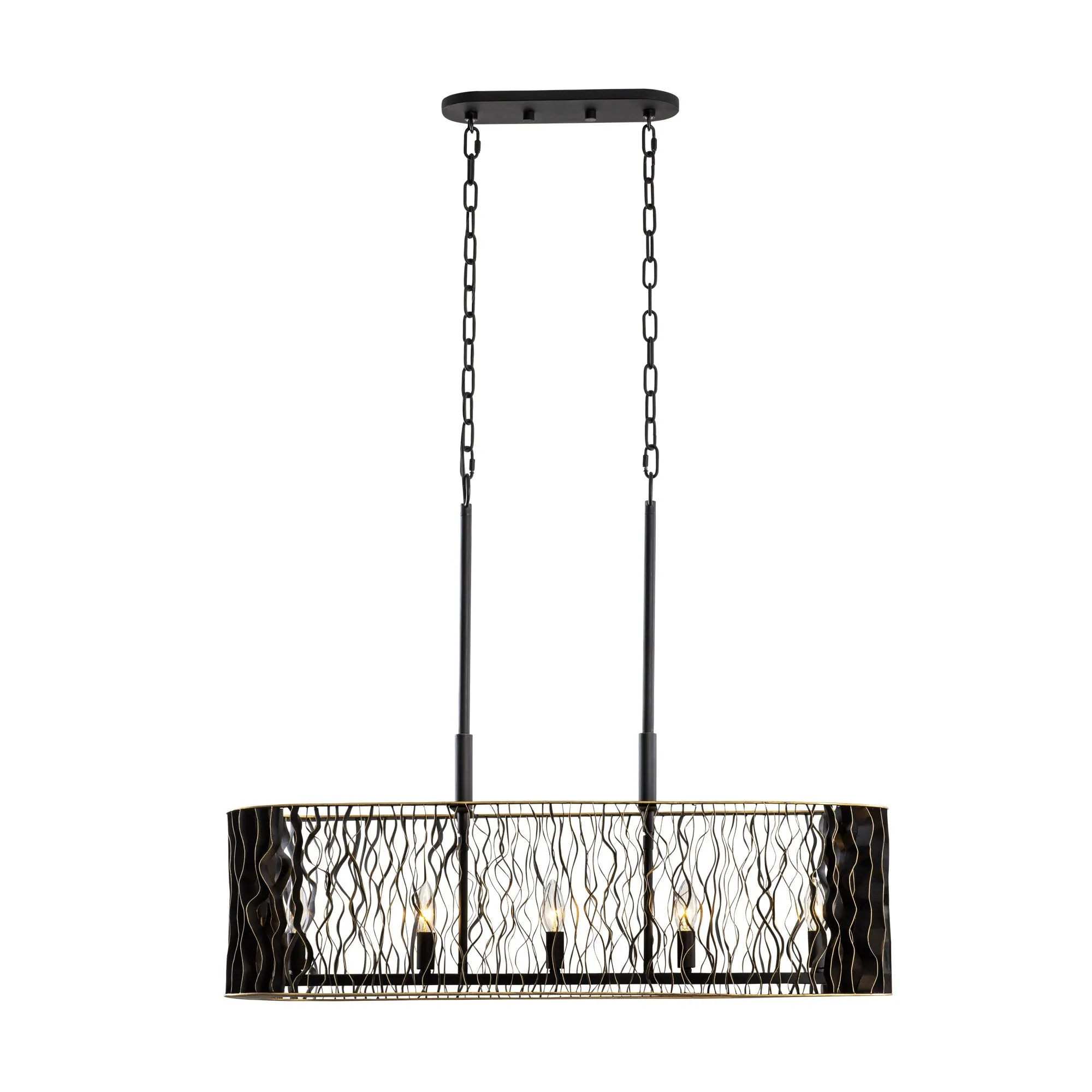 Estela 380N05MBFG 5-Light Kitchen Pendant Light - Matte Black/French Gold