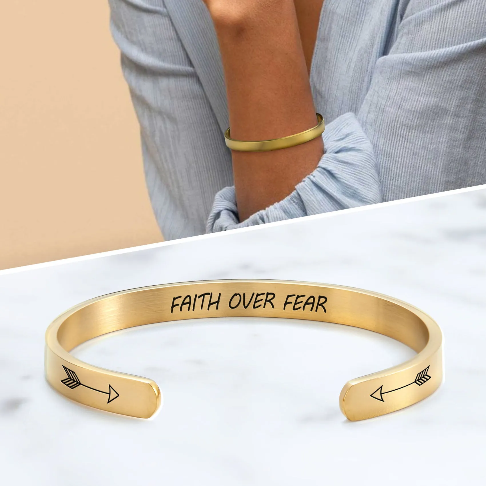 Faith Over Fear Cuff Bracelet