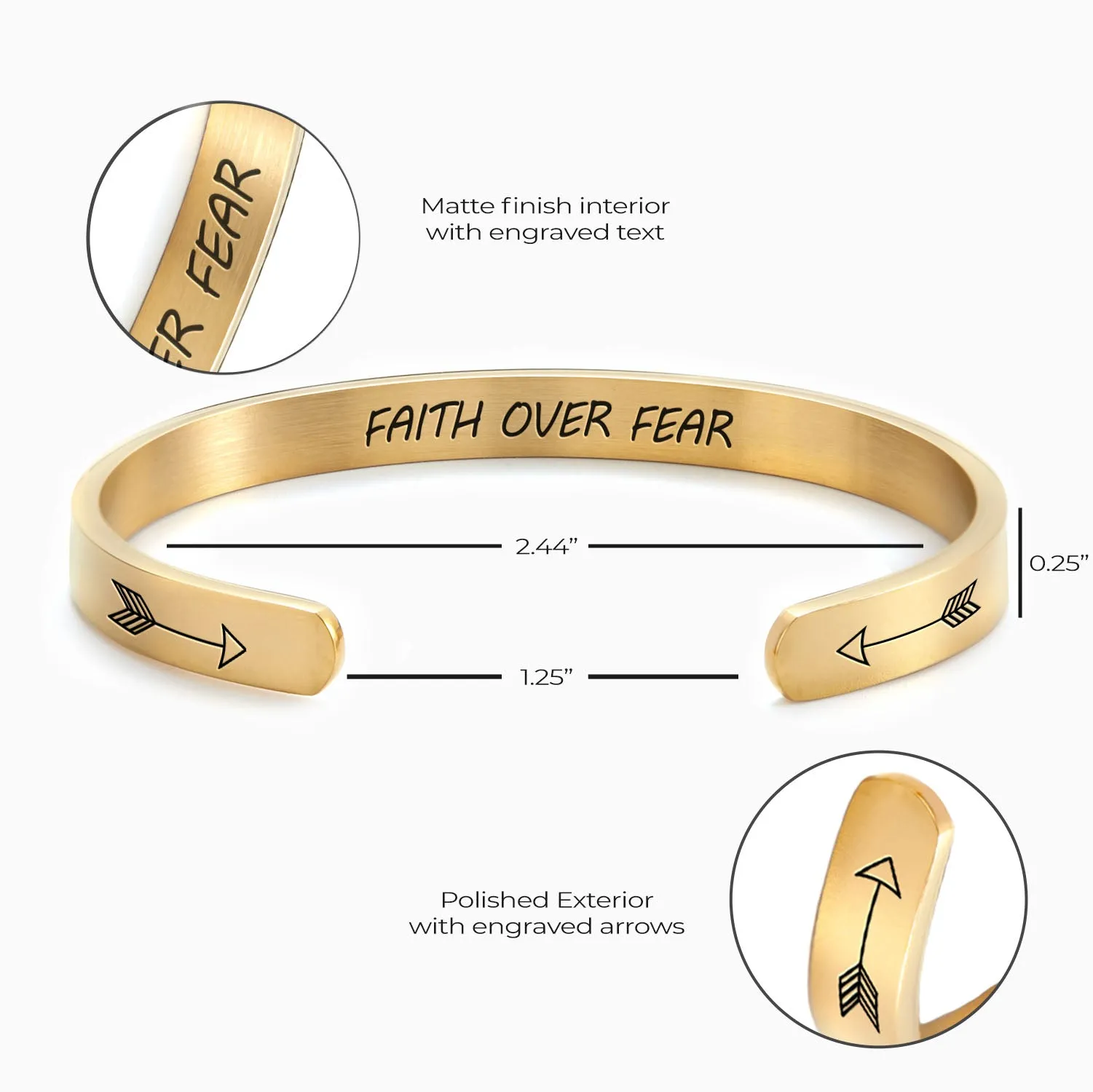 Faith Over Fear Cuff Bracelet