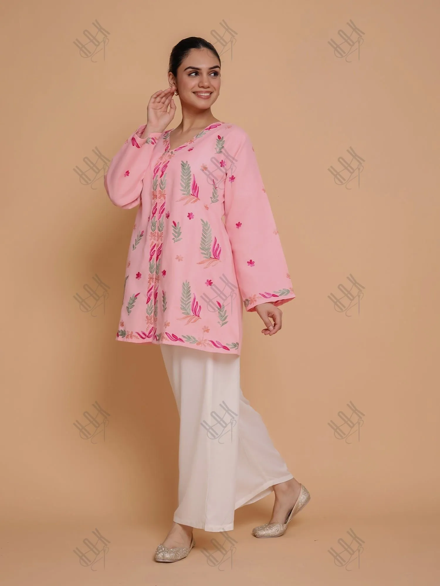 Falak Kashmiri Shirt Style - Pink