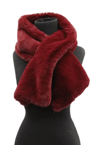 Faux Fur Pull Through Muffler - Burgundy