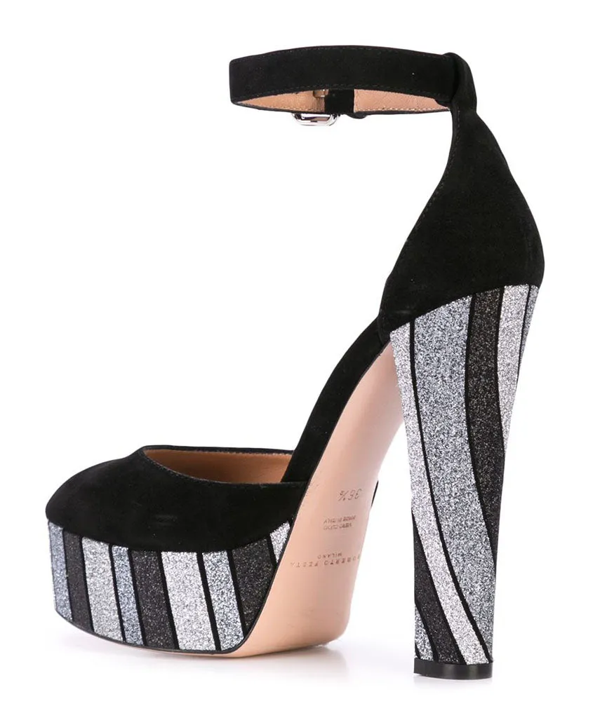 Festa Black Suede Venezia Platform Heel