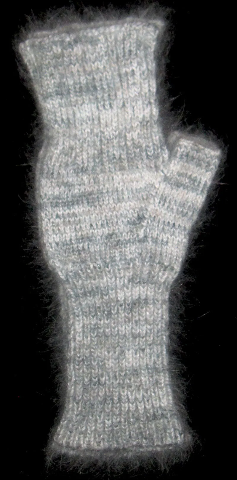 Fingerless Mitts - White Angora Nylon Blend and Kid Mohair