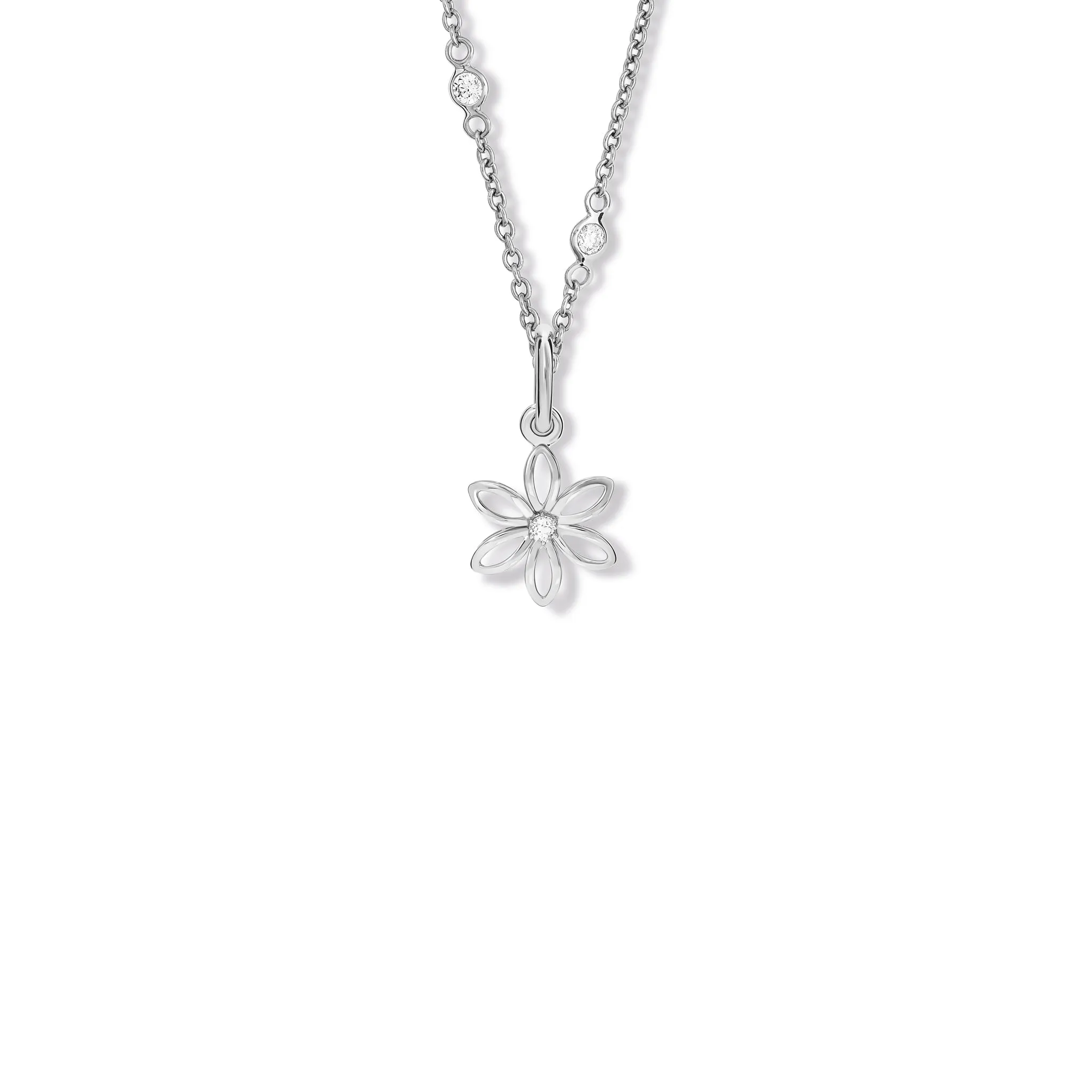 Fleur de Lys Small Necklace Pendant Silver - Diamond