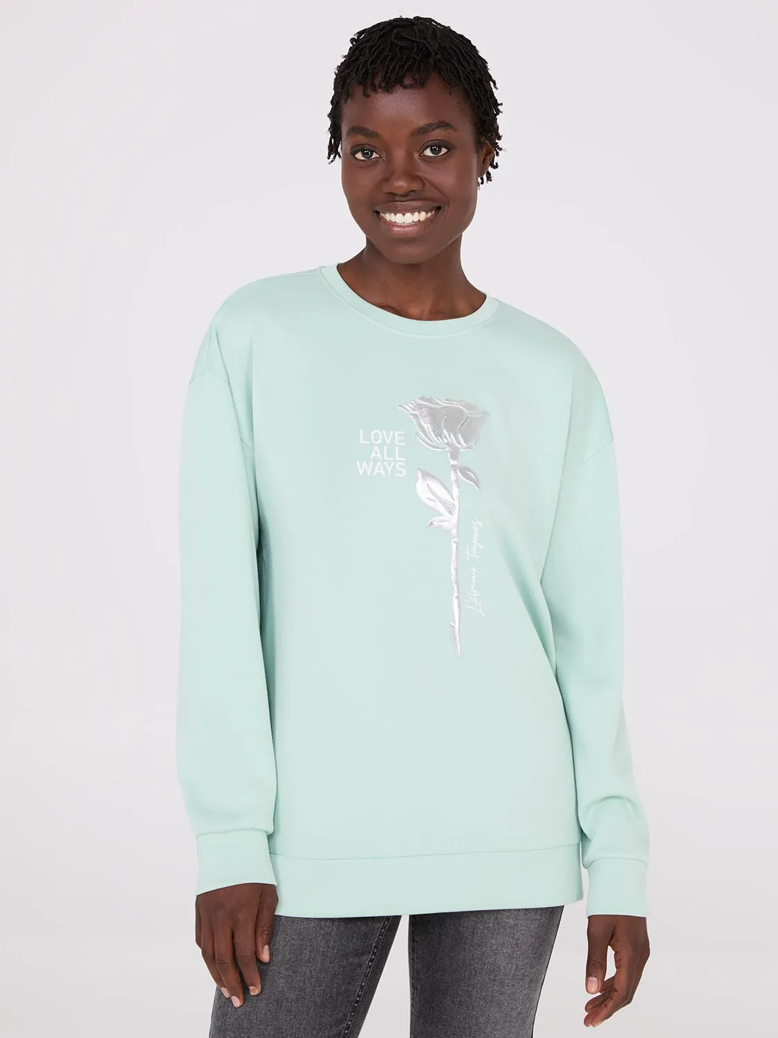 Foil Flower Graphic Sweatshirt