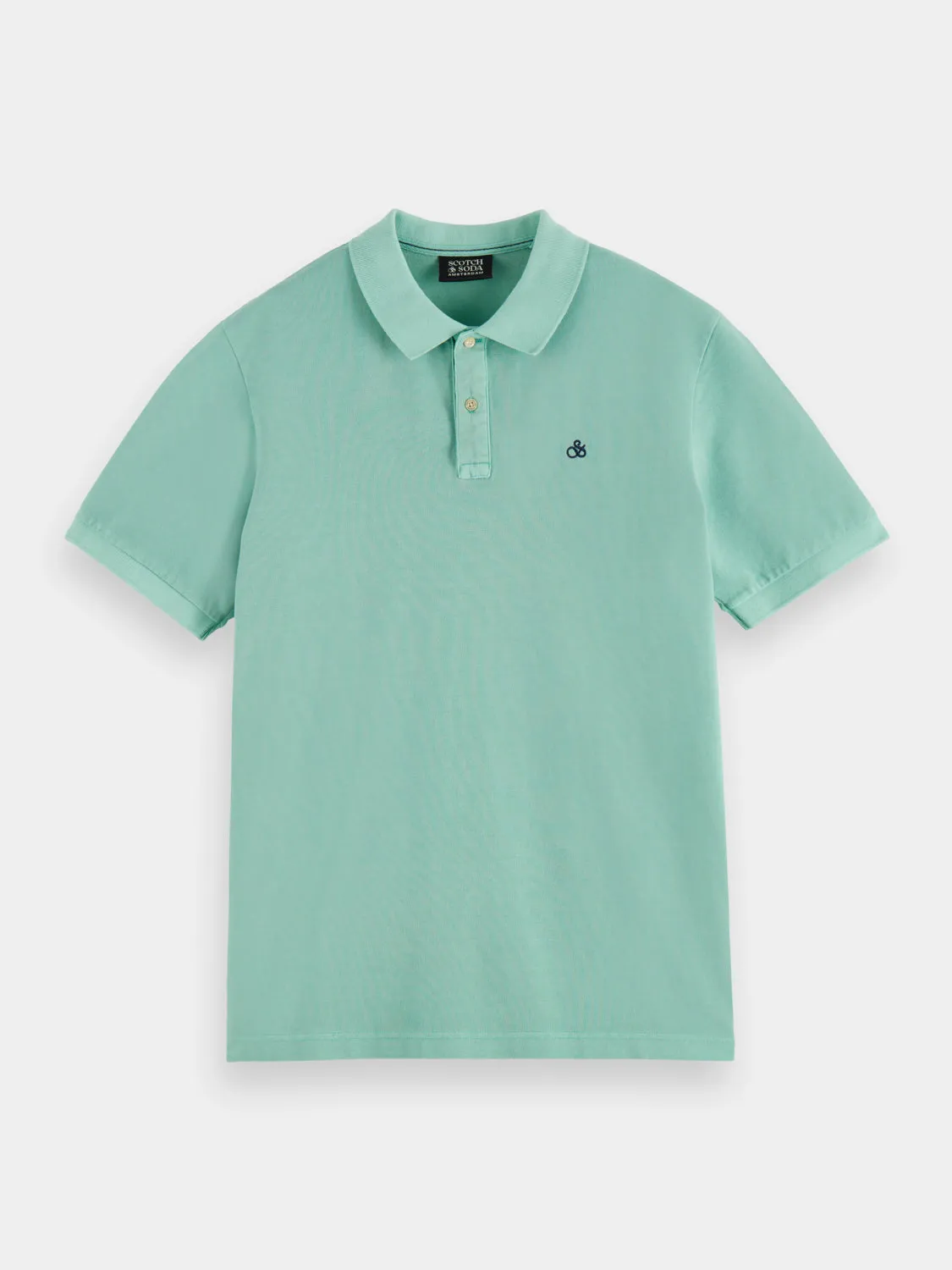 Garment-dyed pique polo shirt