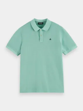 Garment-dyed pique polo shirt