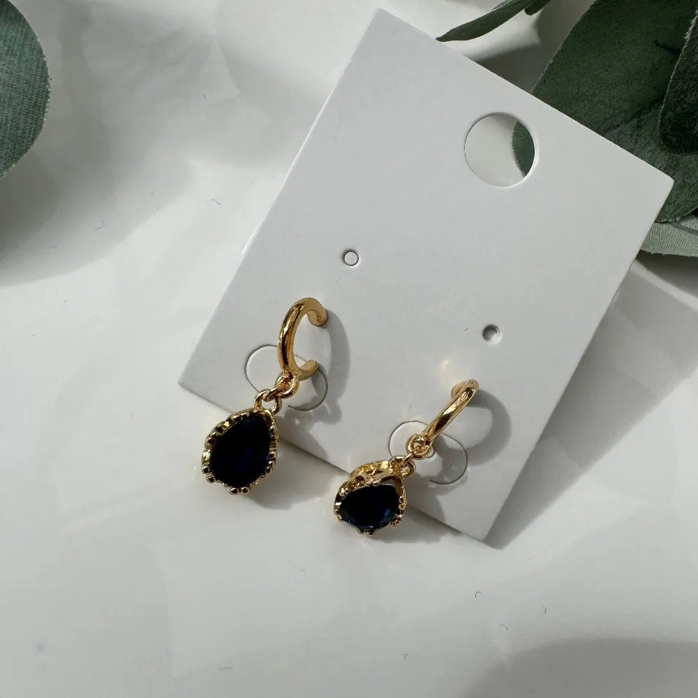 Gold Hoop Navy Dropper Earring