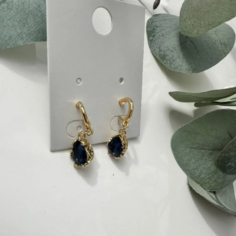 Gold Hoop Navy Dropper Earring