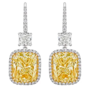 'Golden Brilliance' Light Yellow Drop Earrings, 8.5 CT Each