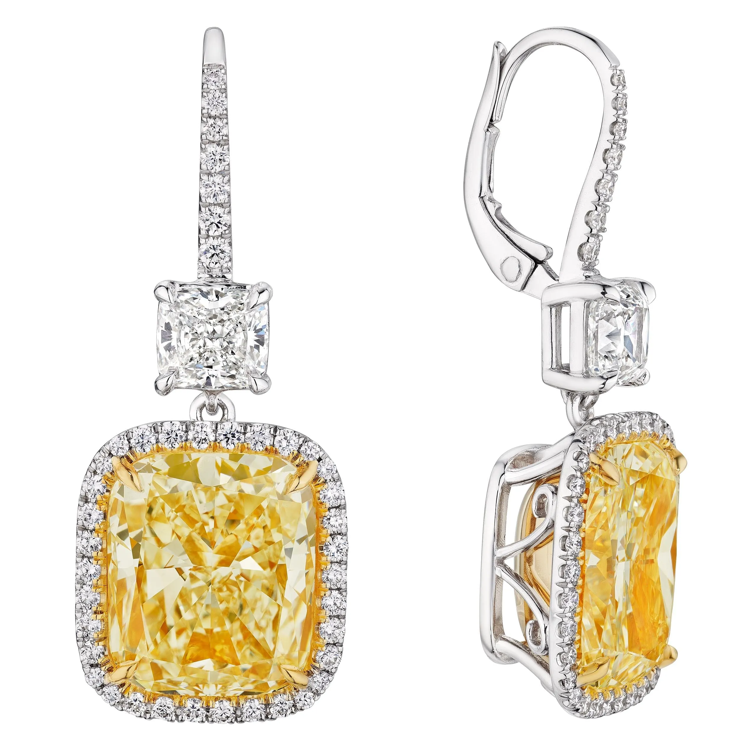 'Golden Brilliance' Light Yellow Drop Earrings, 8.5 CT Each