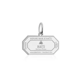 Haiti Passport Stamp Charm Silver