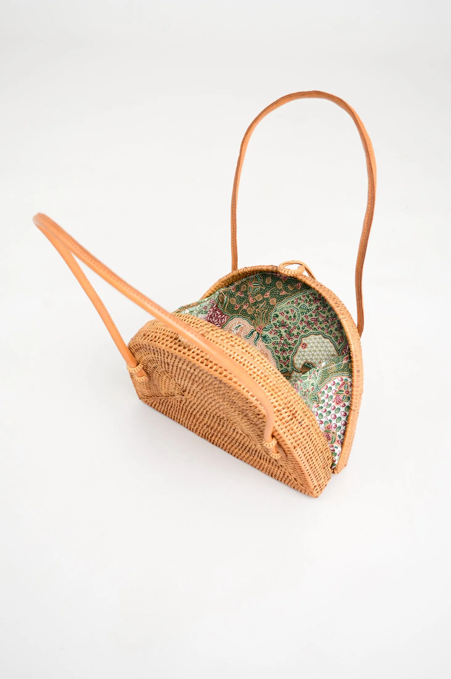 Half Moon Hand Woven Rattan Bag