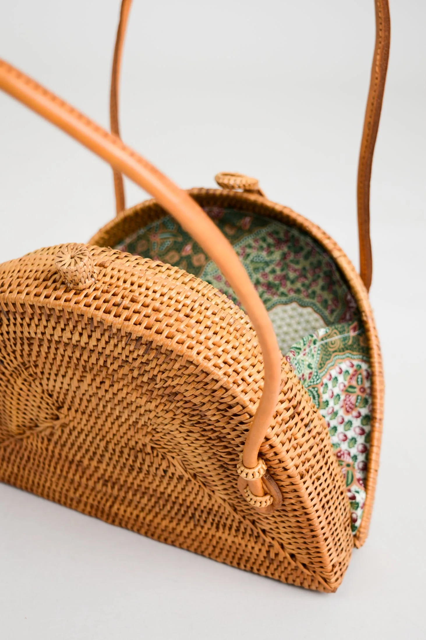 Half Moon Hand Woven Rattan Bag