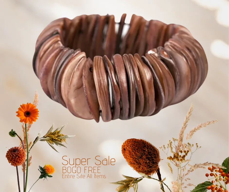 Half The Fun Brown Shell Stretchy Bracelet