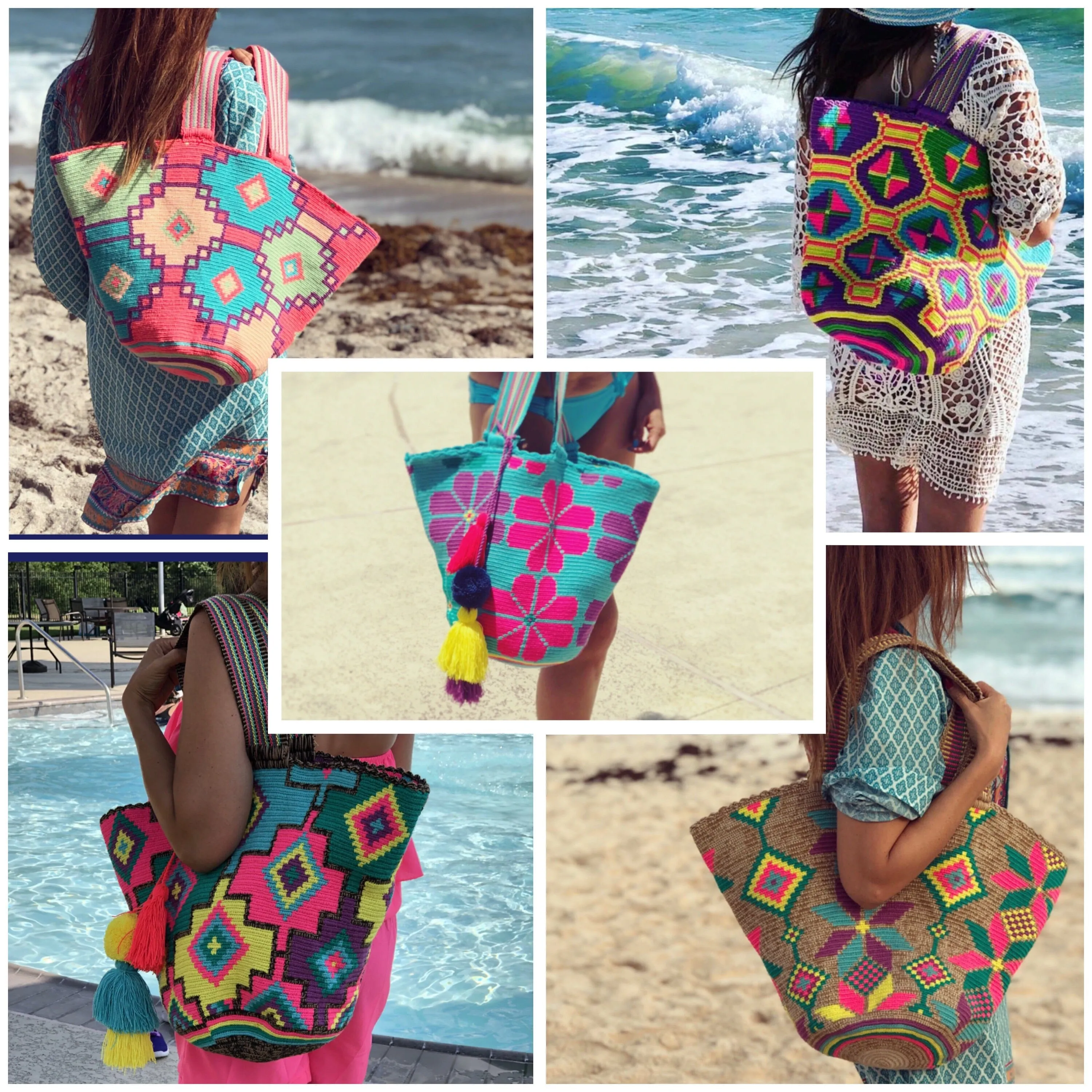 Hand-crocheted Tote Bags -  Crochet Tote Bag | Beach Totes