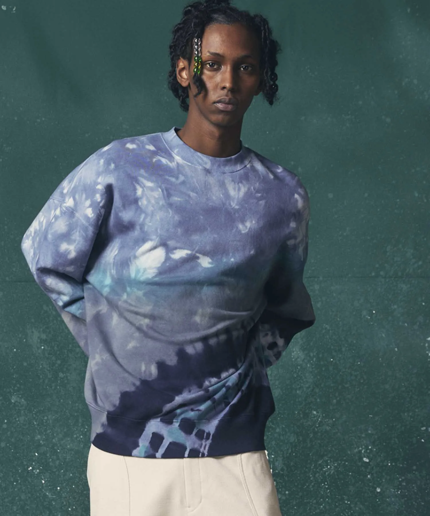 Hand Tie-Dye Sweat Prime-Over Crew Neck Pullover