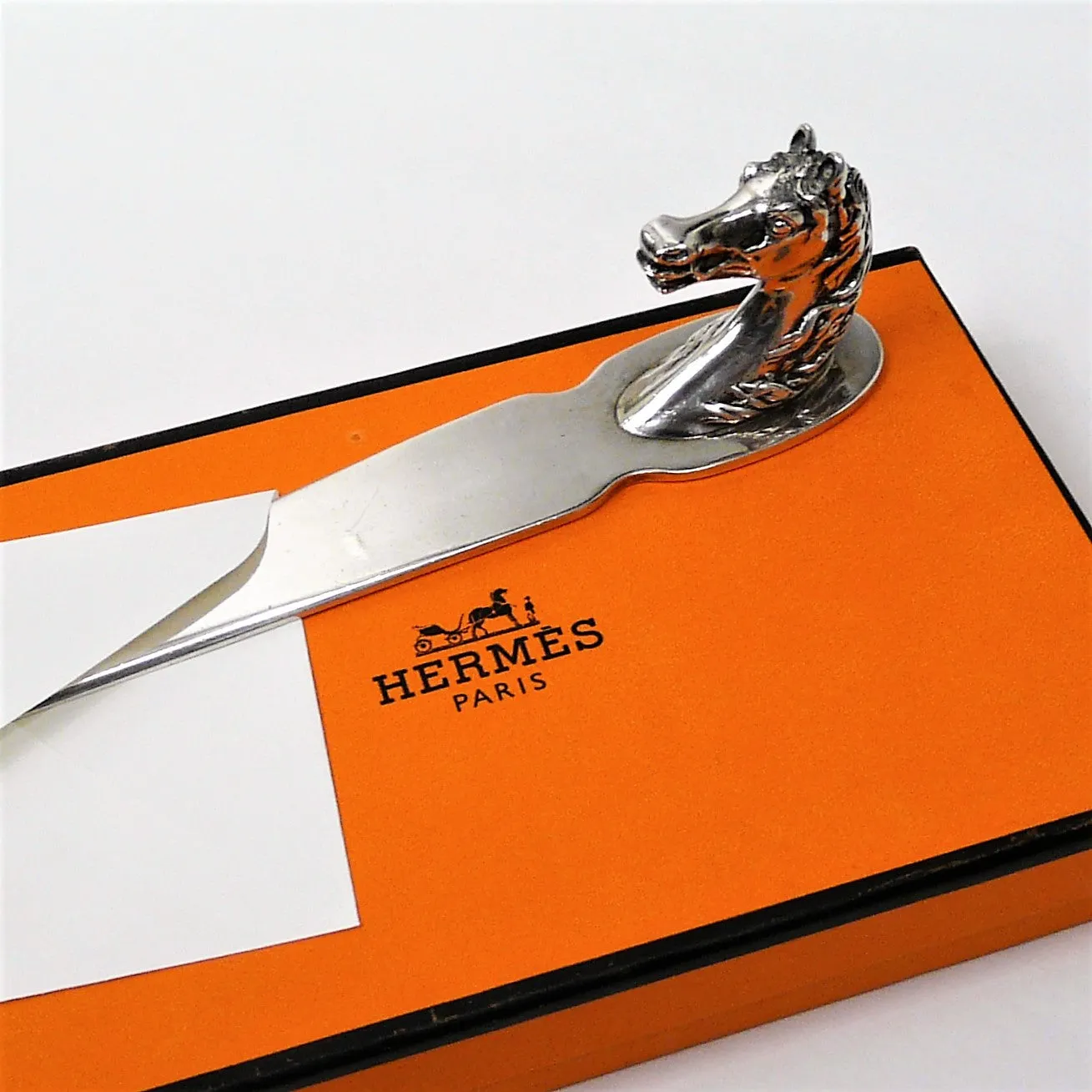 Hermes Letter Opener Oversized Horse Head Silverplate w/BOX