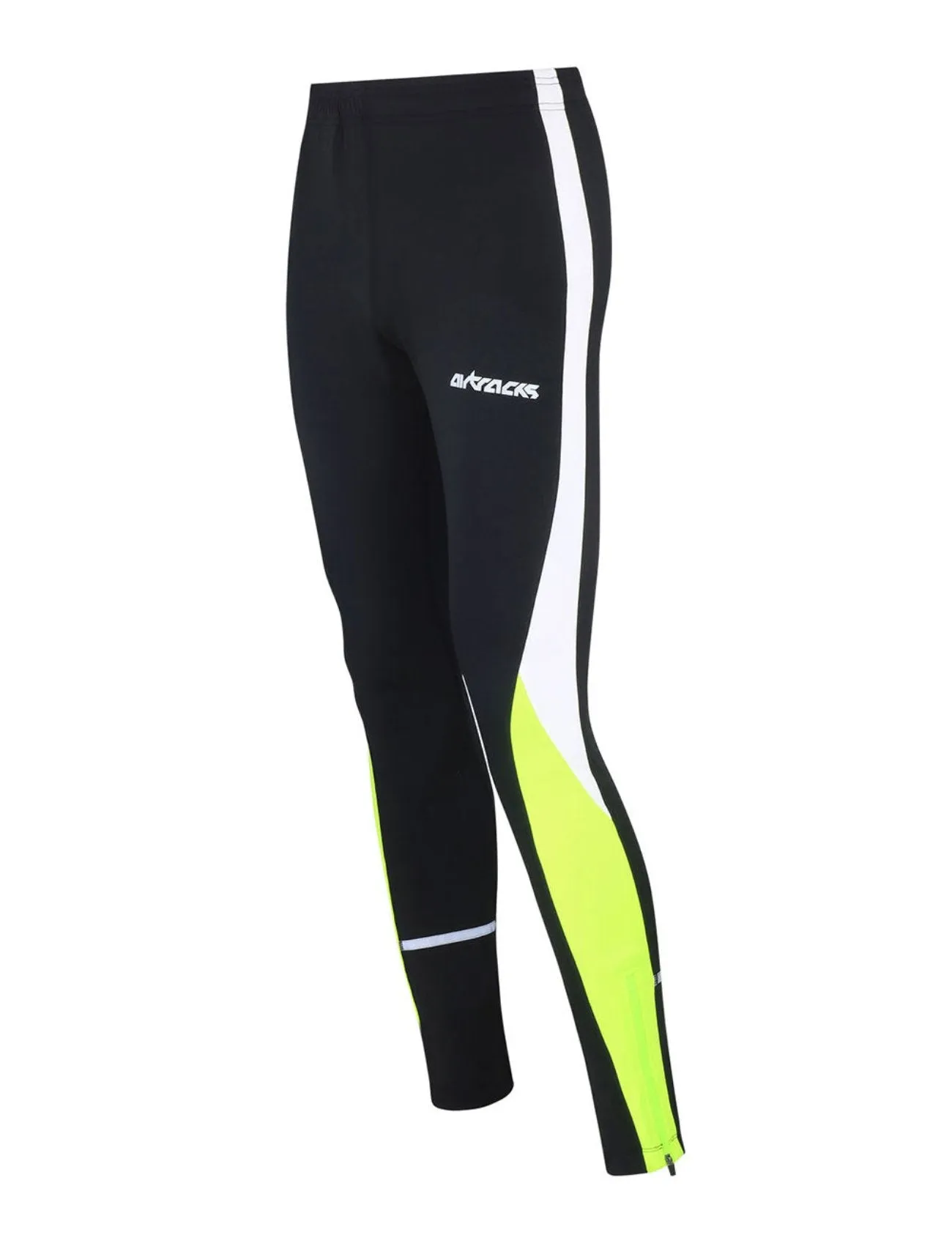 Herren Thermo Laufhose Tight Lang Schwarz Neon