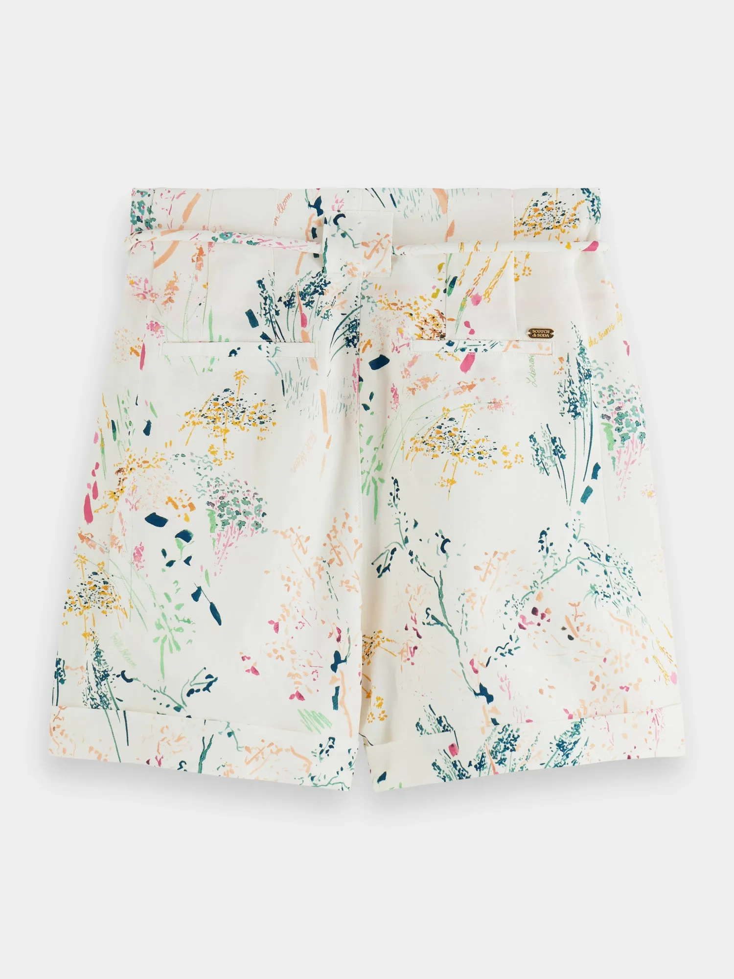 High-rise belted shorts