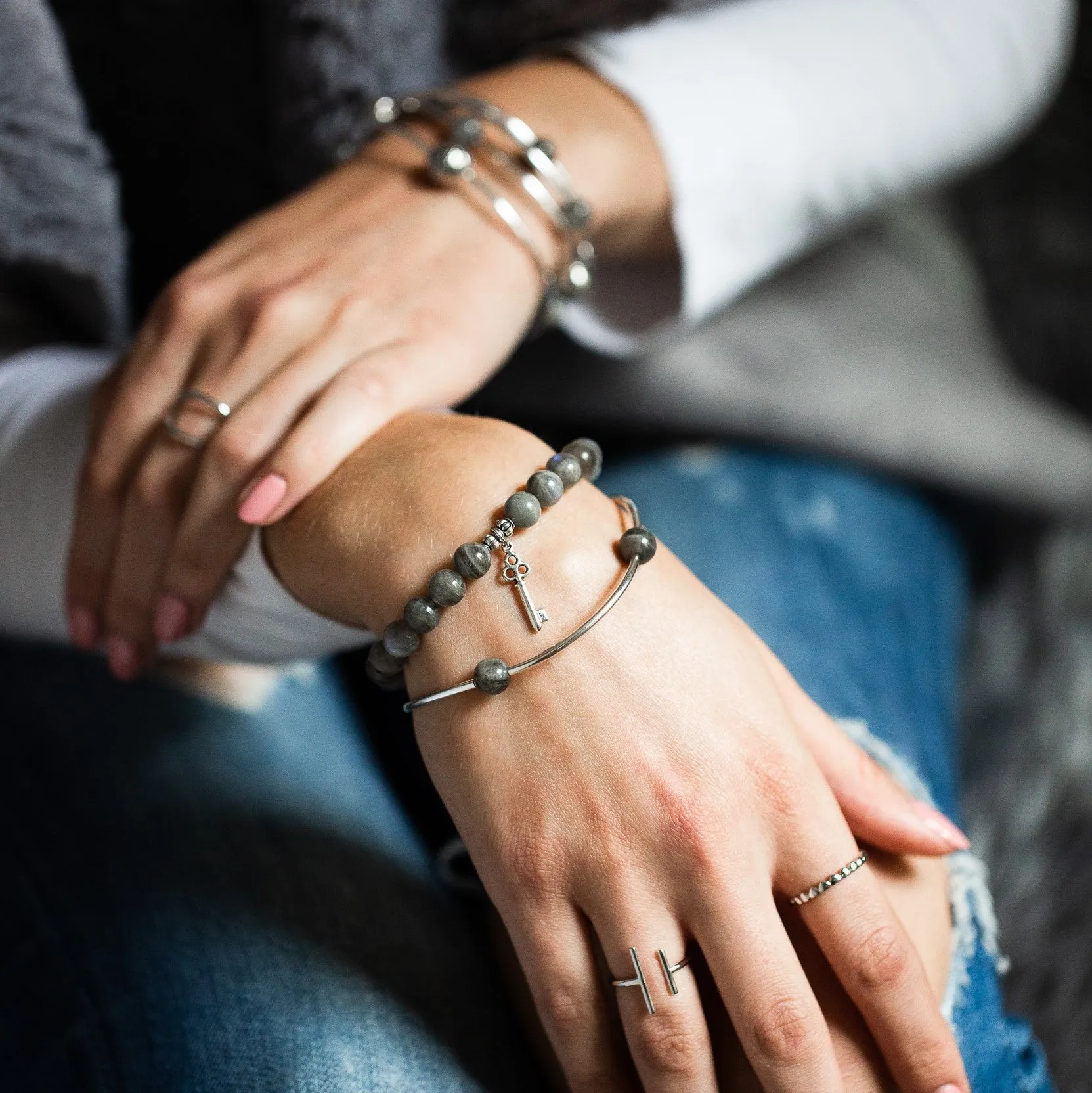 Horseshoe | Stone Beaded Charm Bracelet | African Turquoise