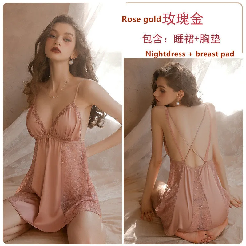 Ice lace lace halter nightgown 1690