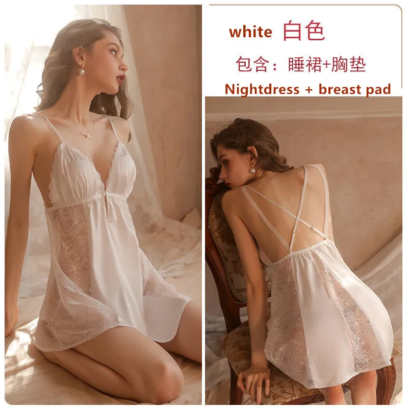 Ice lace lace halter nightgown 1690