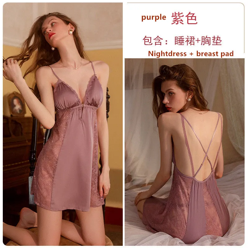 Ice lace lace halter nightgown 1690